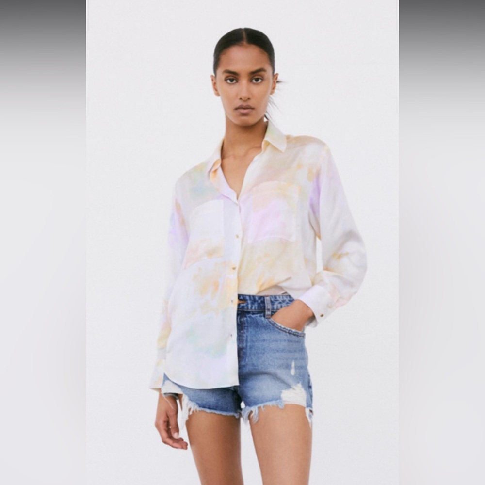 Zara tie dye silk blouse